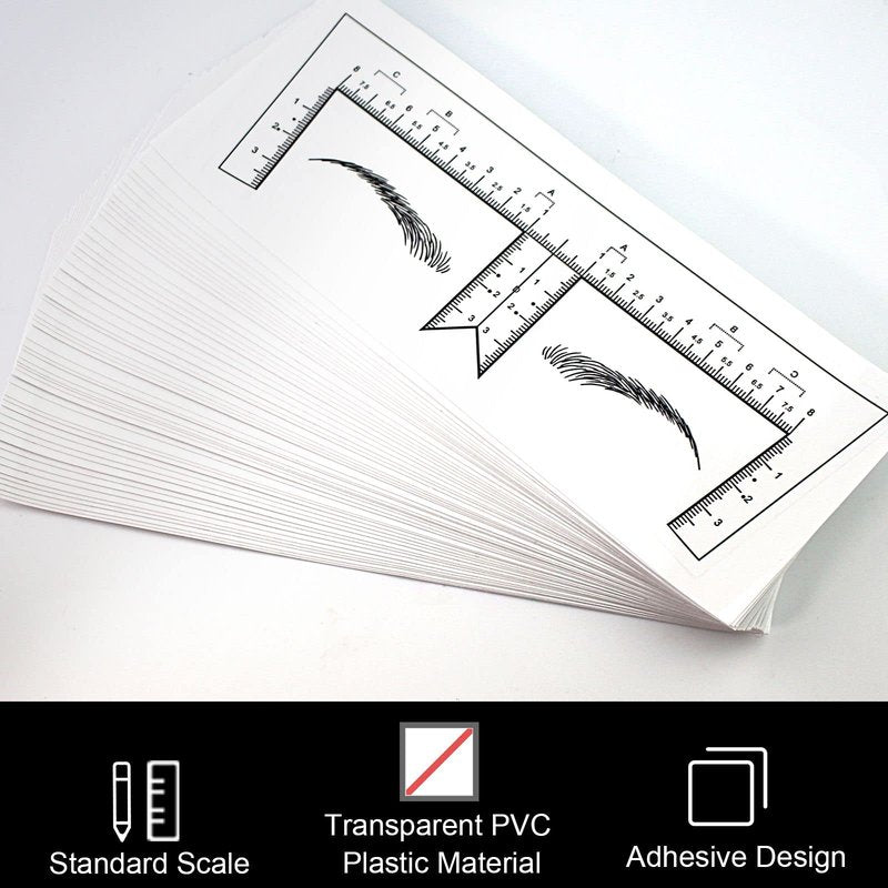 Guapa 50pcs/Pack Eyebrow Ruler with Brow Shape Disposable Microblading Ruler Sticker Adhesive Brows Positioning Measure Tool