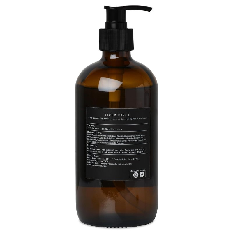 Lemon Scented Natural Hand Soap - Moisturizing Vegan Soap with Amber Glass Dispenser | 16 Fl Oz