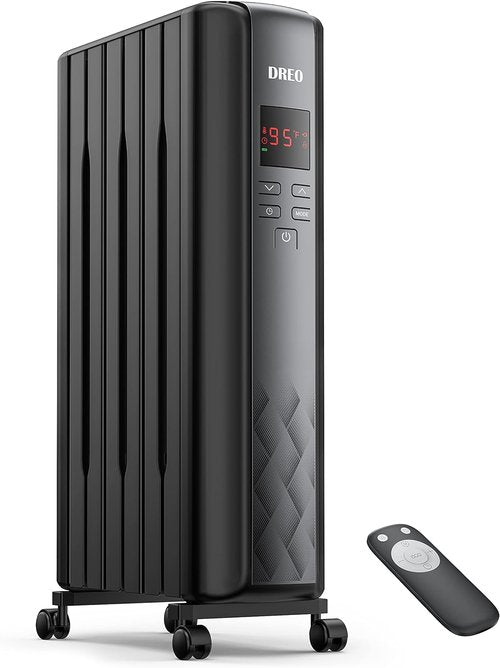 DREO Electric Radiant Heater - Oil Filled Radiator with Remote Control & 24h Timer | Quiet Indoor Use