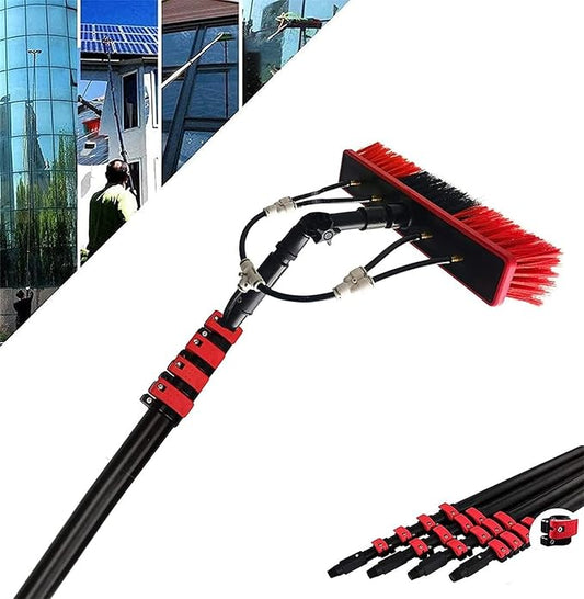 Telescopic Water Fed Pole Window Cleaner Kit, Extendable Brush & Roof Cleaning Tools with 20M Hose, 30cm Brush Head for Conservatory and Roof Cleaning, 7.2m Reach