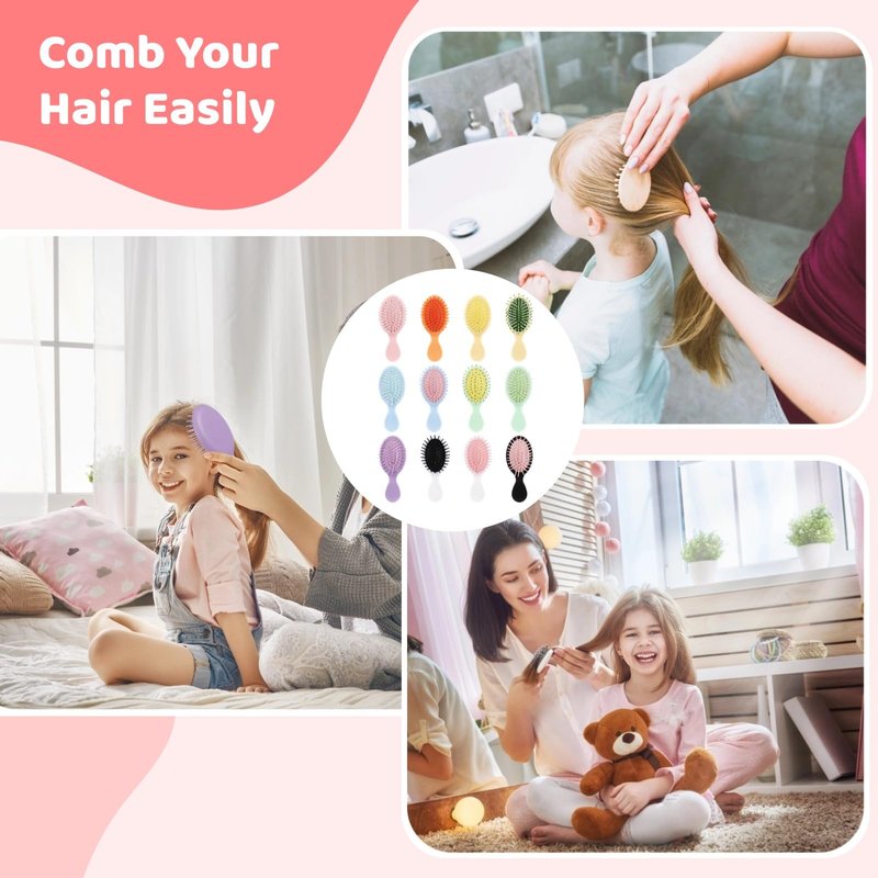 24 PCS Mini Wet Hair Brush Bulk, Mini Travel Brushes, Detangling Comb Brushes with Soft Bristles for Wet and Dry Hair, Smoothing Knots with Ease for Most Hair Types