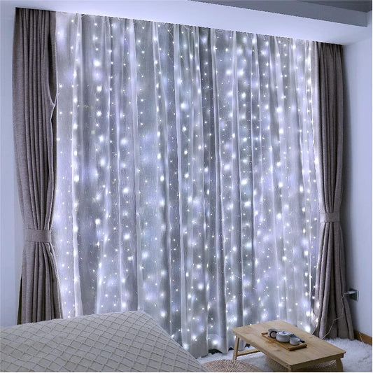 ZSJWL 300 LED White Curtain Lights - 9.8x9.8Ft Fairy String Lights with Remote & Timer for Indoor/Outdoor Use