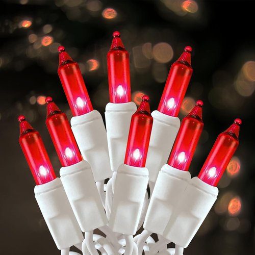 HISHINY Christmas Lights - 100 Count Red String Lights with White Wire | UL Certified, 21 Feet for Indoor/Outdoor Decor