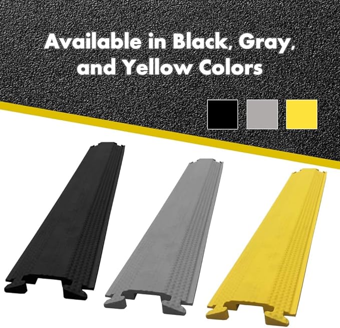 Kable Kontrol Drop Over Floor Cord Cover – 60” Inch Long 1 Channel Cable or Wire Protector – 140 Pcs Bulk Pack - Rubber Ramp for Indoor and Outdoor Use – Gray
