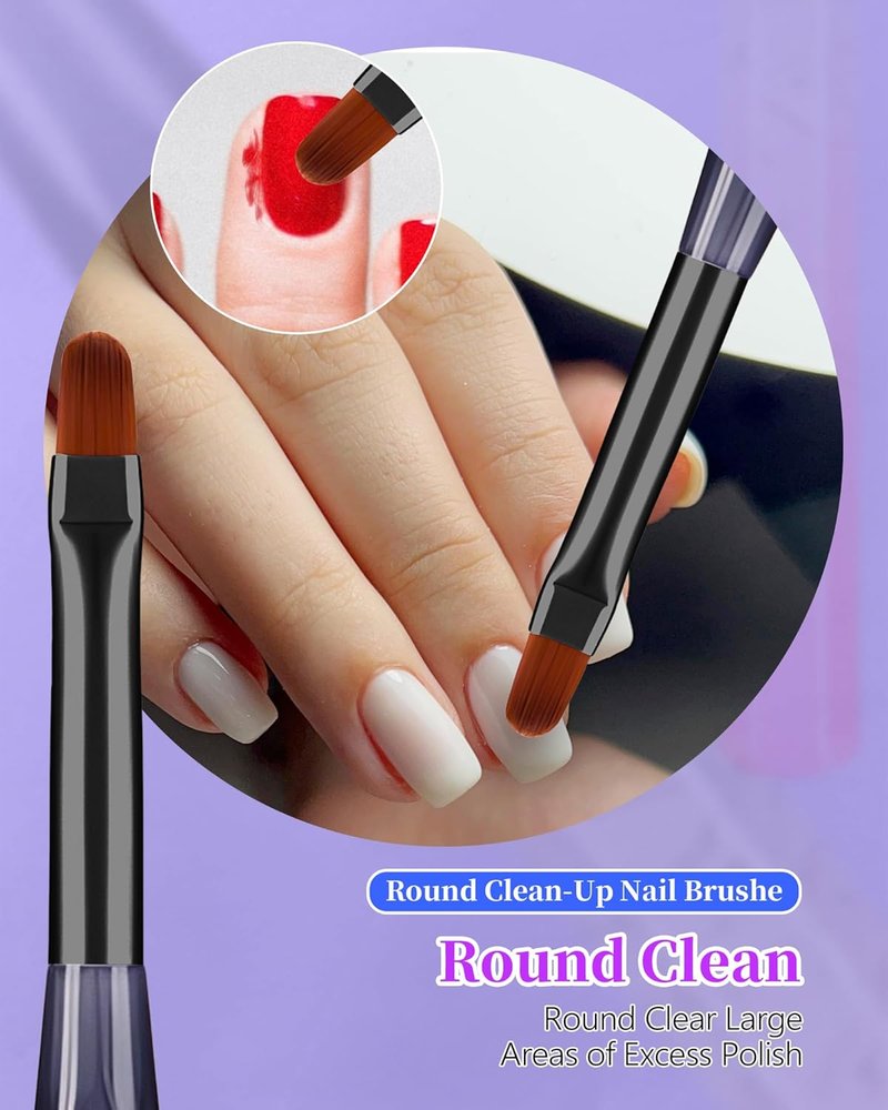 Nail Art Clean Up Brushes Set - 3PCS Acetone Resistant Round, Angled & Flat | Perfect for OPI Nail Polish Remover