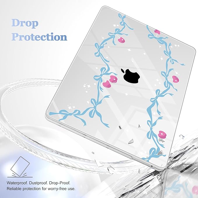 Lepeoac Case for MacBook Pro 13 inch Case M2 2022-2016 A2338 M1 A2251 A2289 A2159 A1989 A1708 A1706, Plastic Hard Shell + Keyboard Cover + Dust Plug, Cherry Bow