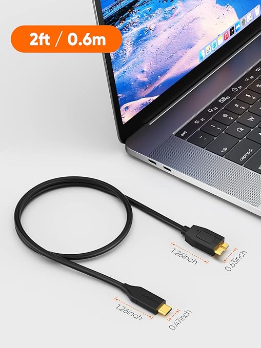 CableCreation USB C to Micro B Short Cable 2FT*2, 10G Micro B to USB C External Hard Drive Cable for iPhone 15/16/17,Samsung Galaxy S24,Seagate WD Westgate My Passport,MacBook Pro/Air, iPad/Tablet