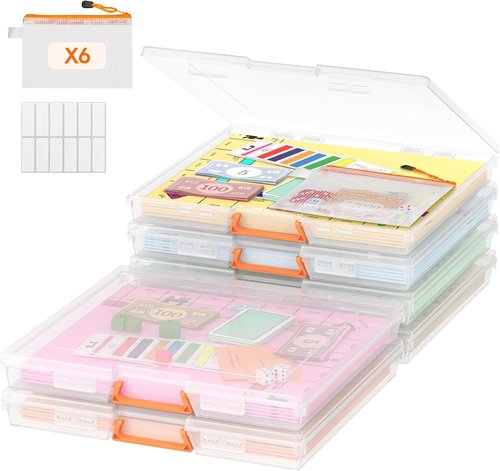 Lifewit Paper Storage Boxes - 6 Pcs Portable Organizer with Secure Latch & Handle | Ideal for Crafts, Games & Documents
