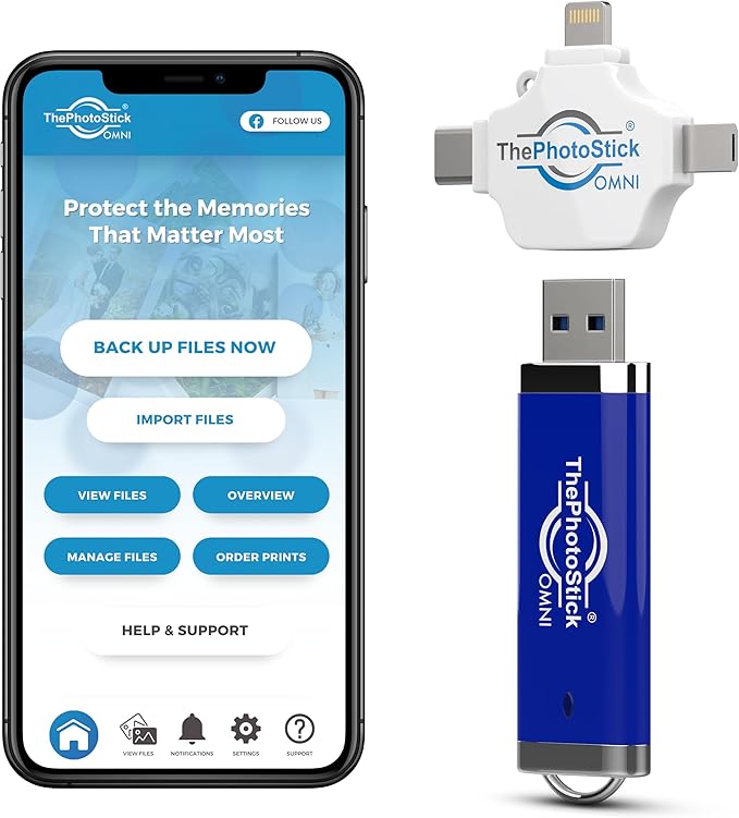ThePhotoStick® Omni 256GB USB Flash Drive & Memory Stick – Automatic Photo & Video Backup for iPhone, Android, Mac & PC – Multiport Connection to Easily Store & Transfer Files