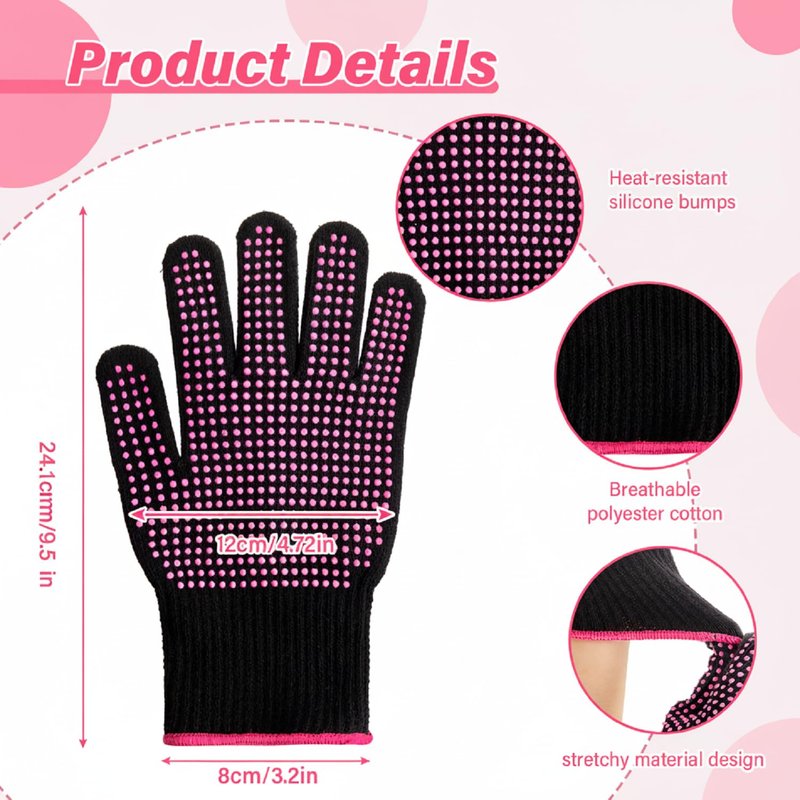 Suhine 20 Pcs Professional Heat Resistant Gloves for Hair Styling Curling Heat Resistant Work Gloves(Silicone Bumps Style)