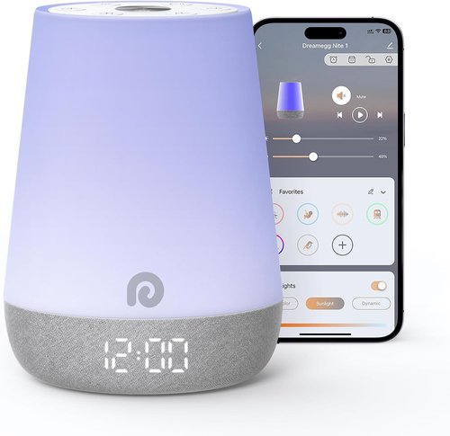 Dreamegg Nite 1 - Baby Sound Machine & Sleep Trainer | 34 Soothing Sounds, App Control, Night Light