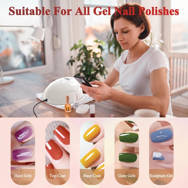 NAILGIRLS 150W UV LED Nail Lamp with Auto Sensor - Fast Curing Gel Polish Acrylic Nail Dryer, UV Nail Light 4 Timer Settings, 36 LED Beads and Automatic Sensor for Home Salon Use