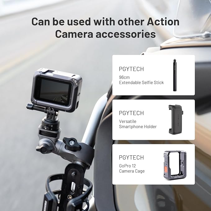 PGYTECH CapLock Super Clamp Mount, Aluminum Alloy Bracket, Crab Heavy Duty Clamp with 1/4" Screw for Gopro 13/12, DJI Osmo 360/Action 6/5 Pro/Pocket 4/3/Xtra Muse, Insta360 Ace Pro2/X5, Action Camera