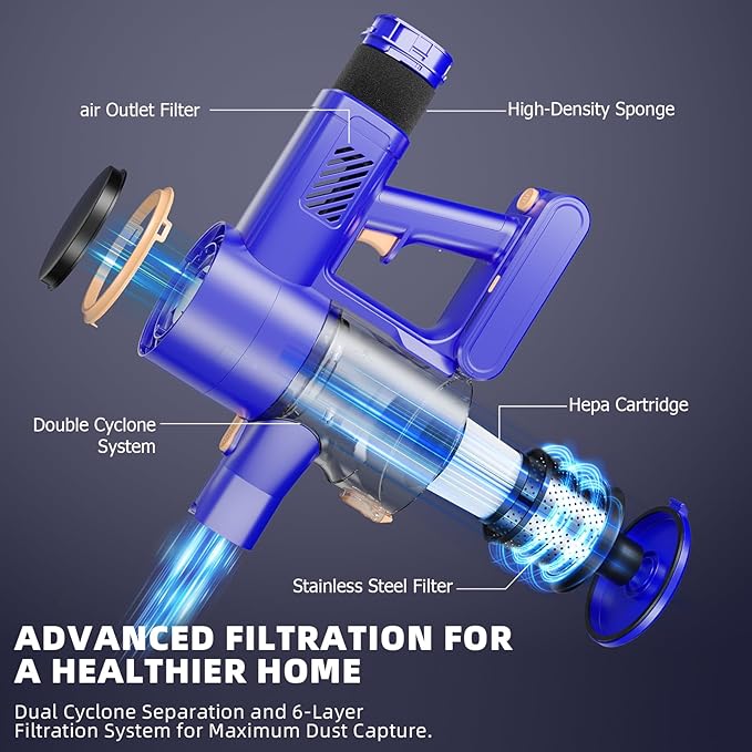 Cordless Vacuum Cleaner, 180Â° Bendable Wand Stick Vacuum Cleaners with LED Touch Screen, 8-in-1 Lightweight Rechargeable Vacuum with 1.5L Dust Cup for Home Hard Floor Low-Pile Carpet