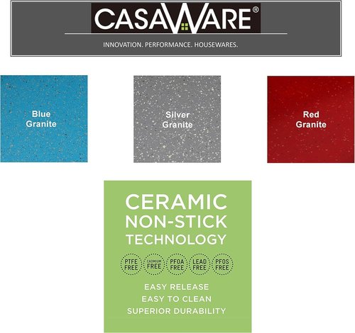 CasaWare Large Flat Baking Cookie Sheet - 12.5 x 14-Inch with 1.5-Inch Handle | Ceramic Non-Stick Coating in Blue Granite