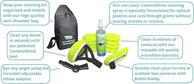 CameraShine PRO Surveillance Cleaning Kit - Safely Clean Any Security Camera Safely From The Ground