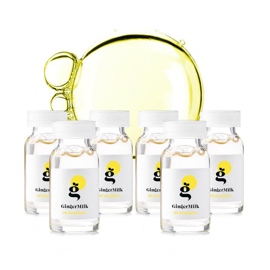 Ginger Milk Ampoule for Hair Loss Control with Biotin | Revitalizing Hair Treatment | BE POWERFUL (Pack 6 x 0.5 fl oz)