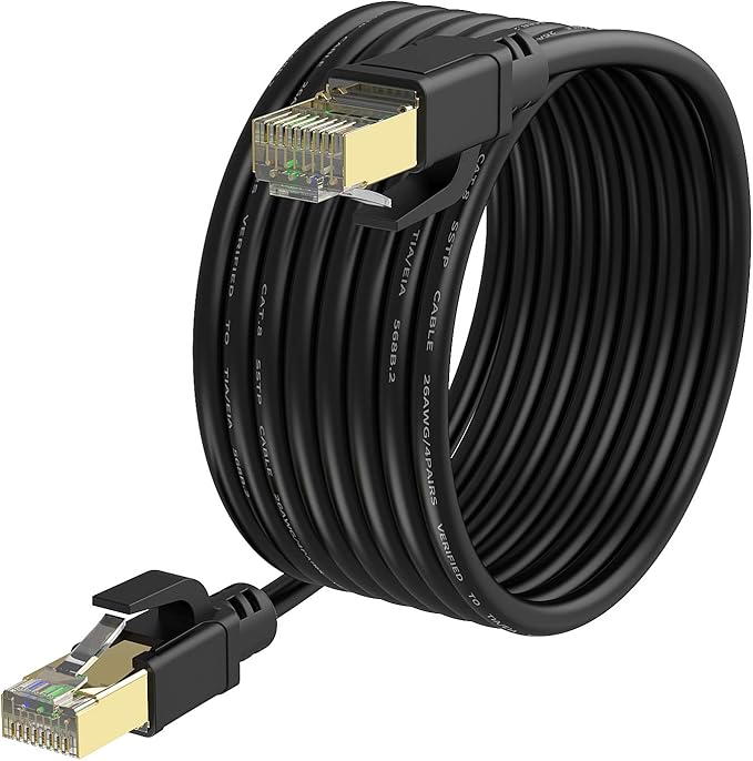 YixGH Cat8 Ethernet Cable, Internet Network Cord, 40Gbps 2000Mhz LAN Wires, High Speed SSTP LAN Cables with Gold Plated RJ45 Connector for Router, Modem, Gaming, Xbox (250ft)