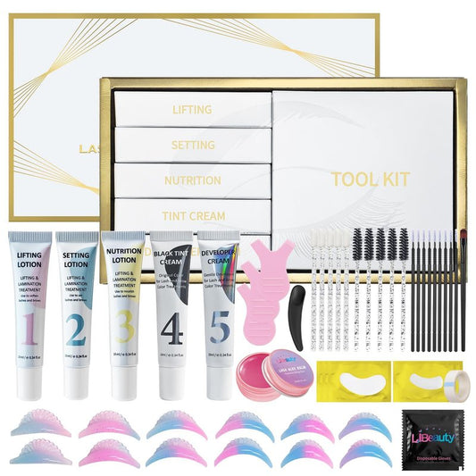 Lash Lift and Color Kit, Brow Lamination Kit with Color, DIY Eyelash Perm Curling for Voluminous Lashes and Brows, Home and Salon Use – Libeauty