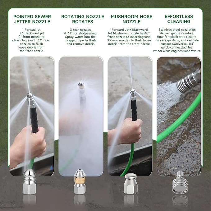 Sewer Jetter Kit for Pressure Washer 200FT â 5800PSI High-Pressure Drain Cleaner, M22 & 1/4'' NPT Universal Fit, Unclog Gutters & Sewer Lines, Durable Jetter Hose for Homeowners & DIYers (200FT)