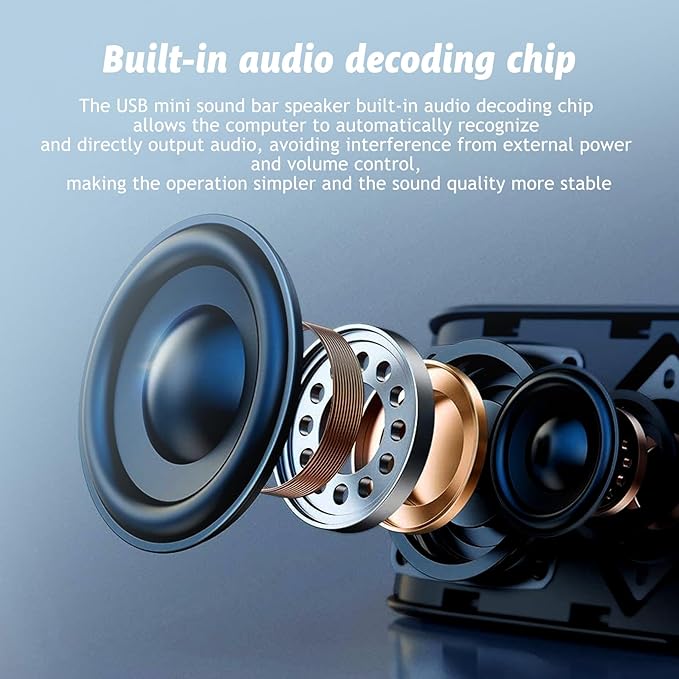 DEPUDA USB Computer Speakers for Desktop PC, Laptop Speaker, Portable Mini Stereo Speakers, Plug and Play, Clear Sound, Compact Size, Black