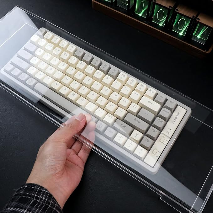 Cabilock Acrylic Keyboard Cover Protector 18.7X5.9X1.9 Inch Full Size Clear Keyboard Dust Cover for Desktop Waterproof Spill Resistant Skin for Easy Cleaning