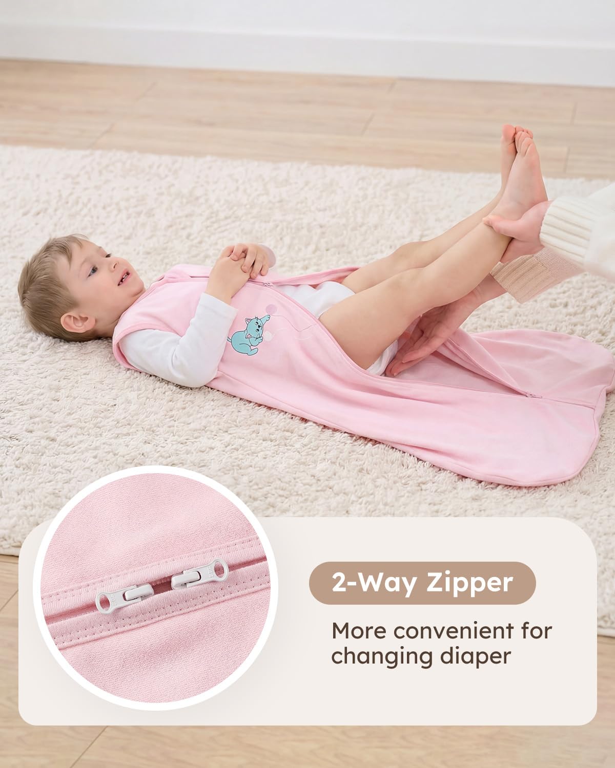 Yoofoss Baby Sleep Sack - 100% Organic Cotton Wearable Blanket for 18-24 Months | Lightweight 2-Way Zipper, TOG 0.5
