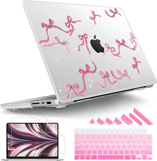Tuiklol for MacBook Pro 14 Inch Case 2026 2025 2024 2023 2022 2021 Release M5/M4/M3/M2/M1 A2442 Pro/Max,Hard Shell Case with Screen Protector for Touch ID, Bow