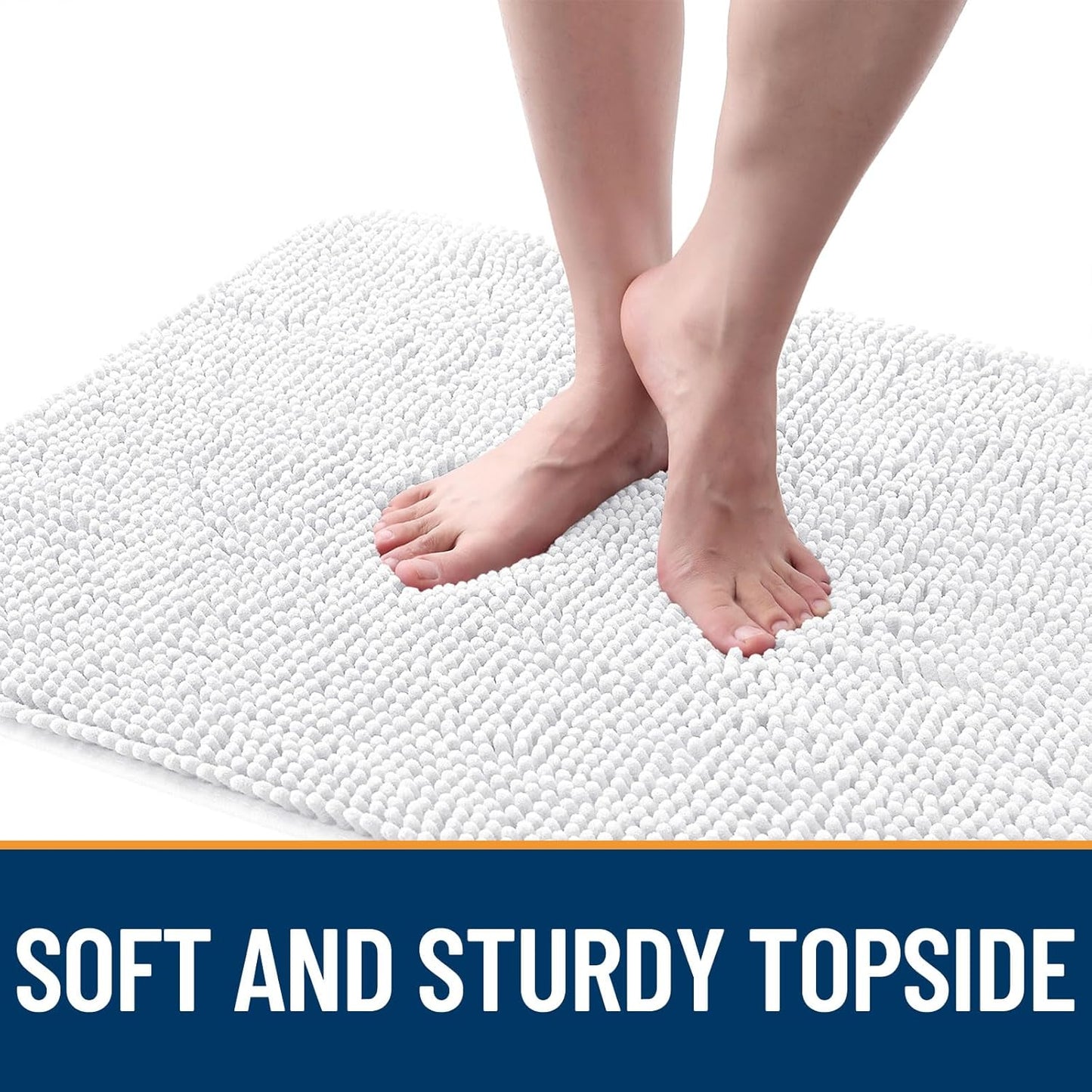 OLANLY Dog Door Mat - Absorbent Non-Slip Chenille Mat for Muddy Paws | 54x32, Quick Dry, White