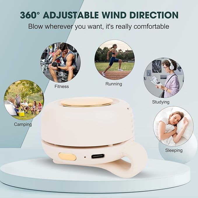 Small Clip Fan, Personal Waist Fans,Portable Silent Mini Bladeless Fan Clip On for Shirt ,Hands-Free Personal Clip Fans 3 Speeds,Clips on Waist Neck Fanes for Outdoor,Camping,Travel,Office (Green)