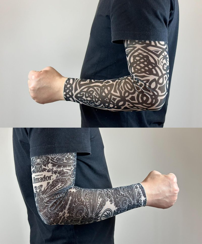 iToolai Temporary Tattoo Sleeves for Men, 8 pcs Set UV Protection Cooling Tattoo Arm Sleeves Slip on(Tribal Designs)