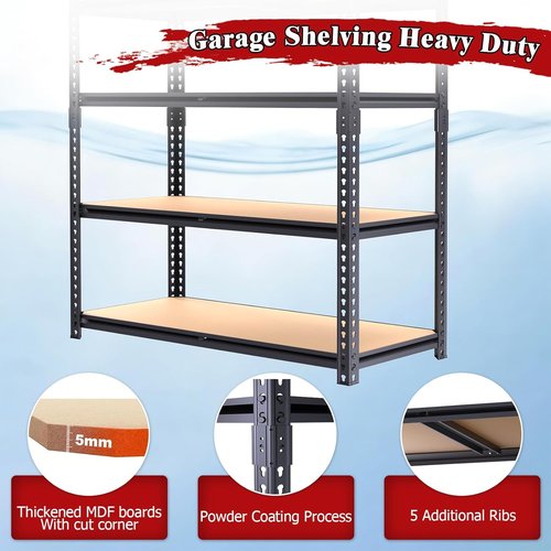 Heavy Duty Garage Shelving - 5-Tier Metal Storage Unit | Adjustable Rack Holds 2400LBS - 28''×12''×60''