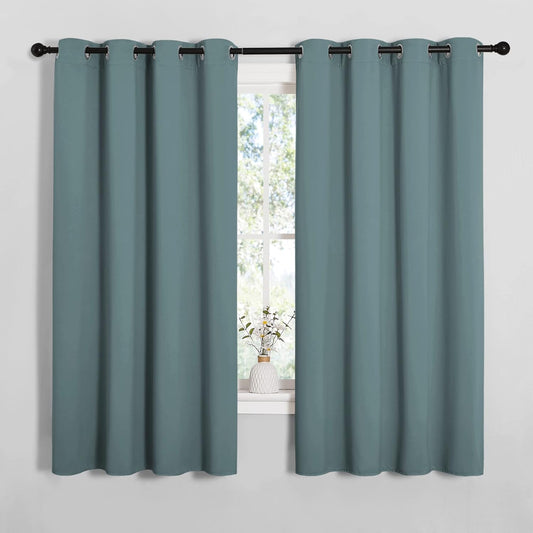 NICETOWN Modern Blackout Curtains - Noise Reducing & Thermal Insulated Drapes | Greyish Blue, 2 Panels (W55 x L68-Inch)