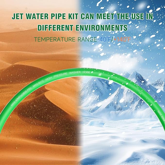 Sewer Jetter Kit for Pressure Washer 200FT â 5800PSI High-Pressure Drain Cleaner, M22 & 1/4'' NPT Universal Fit, Unclog Gutters & Sewer Lines, Durable Jetter Hose for Homeowners & DIYers (200FT)