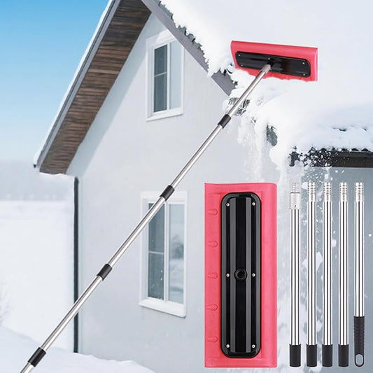 Roof Rake for Snow, Snow Roof Rakes Removal Tool Shovel for House , Adjustable Telescoping Plate Stainless Steel Telescopic Pole for Roof Car Outdoor Snow Cleaning (78.7in)