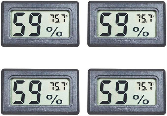 4-Pack Mini Digital Temperature Humidity Meters Gauge Indoor Thermometer Hygrometer LCD Display Fahrenheit (℉) for Reptile Tank,Jars,Guitar Case,Greenhouse, Garden, Cellar, Fridge, Closet