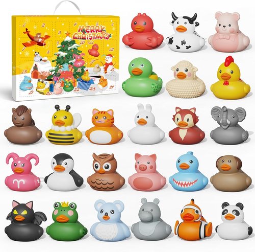 Advent Calendar - 24-Day Christmas Countdown with Rubber Duck Bath Toys for Kids | Perfect Holiday Gift