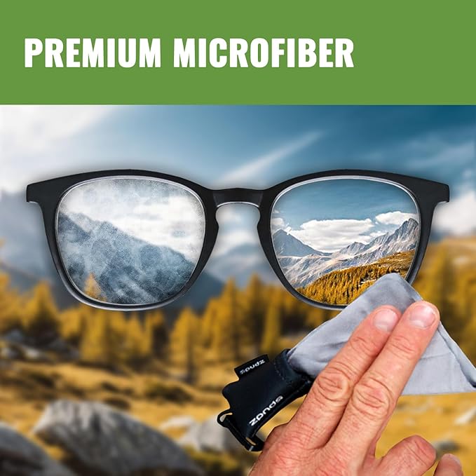 SPUDZ Ultra Microfiber Lens Cleaner with Closeable Bottom – Clip-On Pouch, Washable – for Binoculars, Scopes, Glasses, Screens | Ultra Trout Skin, 6 x 6 Inch