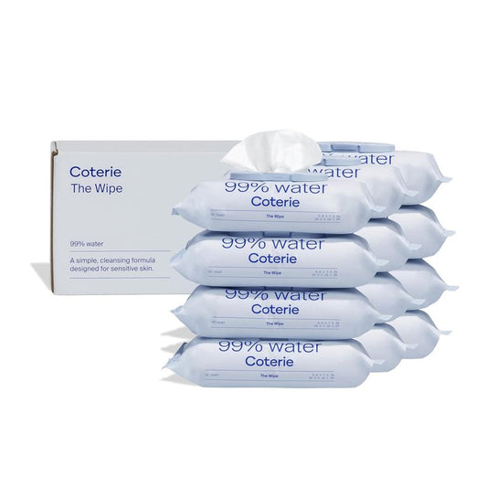 Coterie Baby Wipes for Sensitive Skin, Plant-Based and Plastic-Free Fibers, 99% Water, Hypoallergenic, pH Balanced, Unscented, Clean and Gentle Baby Essentials, 12 Pack, 672 Count