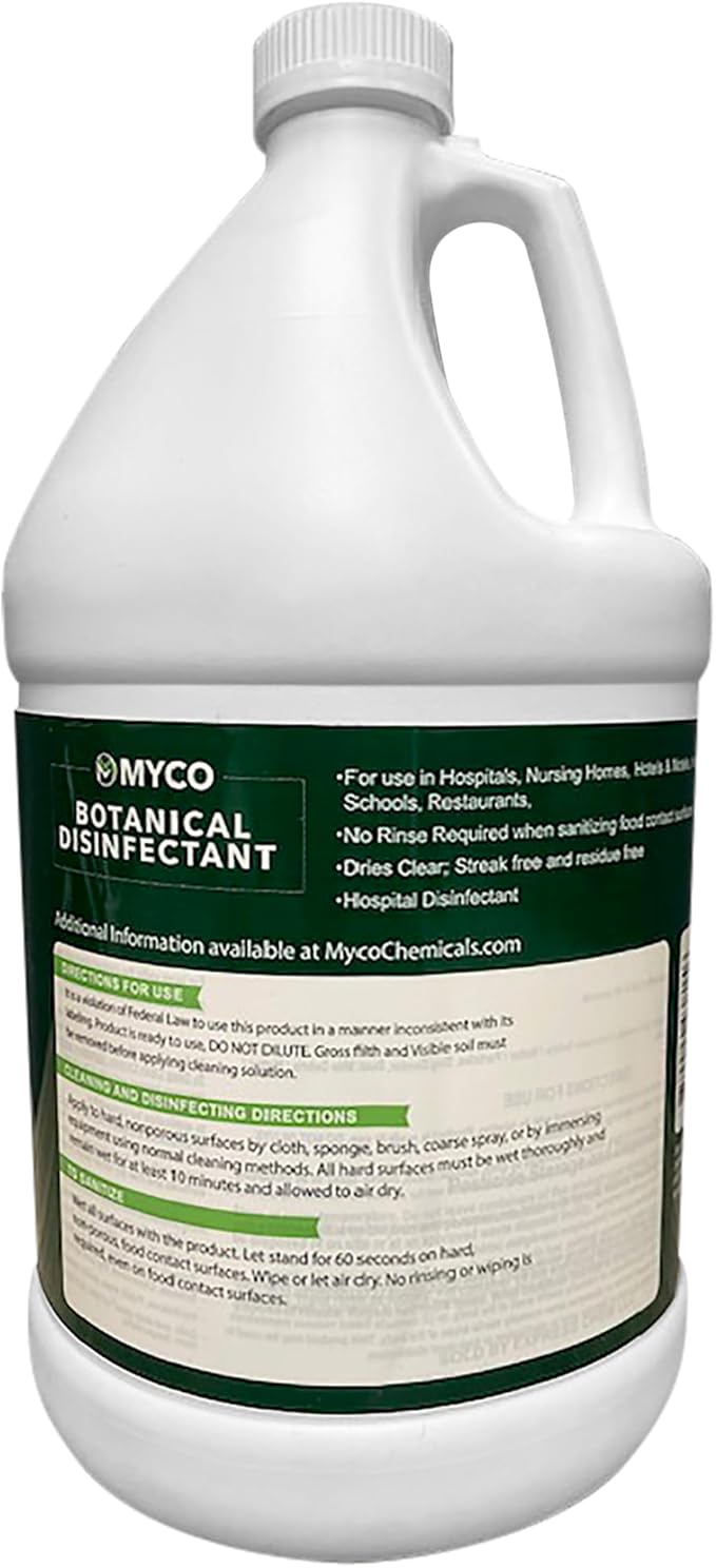 Myco Botanical Disinfectant Cleaner â Natural Plant-Based Ready-to-Use EPA-Registered Disinfectant Spray for Mold, Mildew, Germs, Bacteria & Viruses â Safe for Home & Commercial Use, 4 Gallon