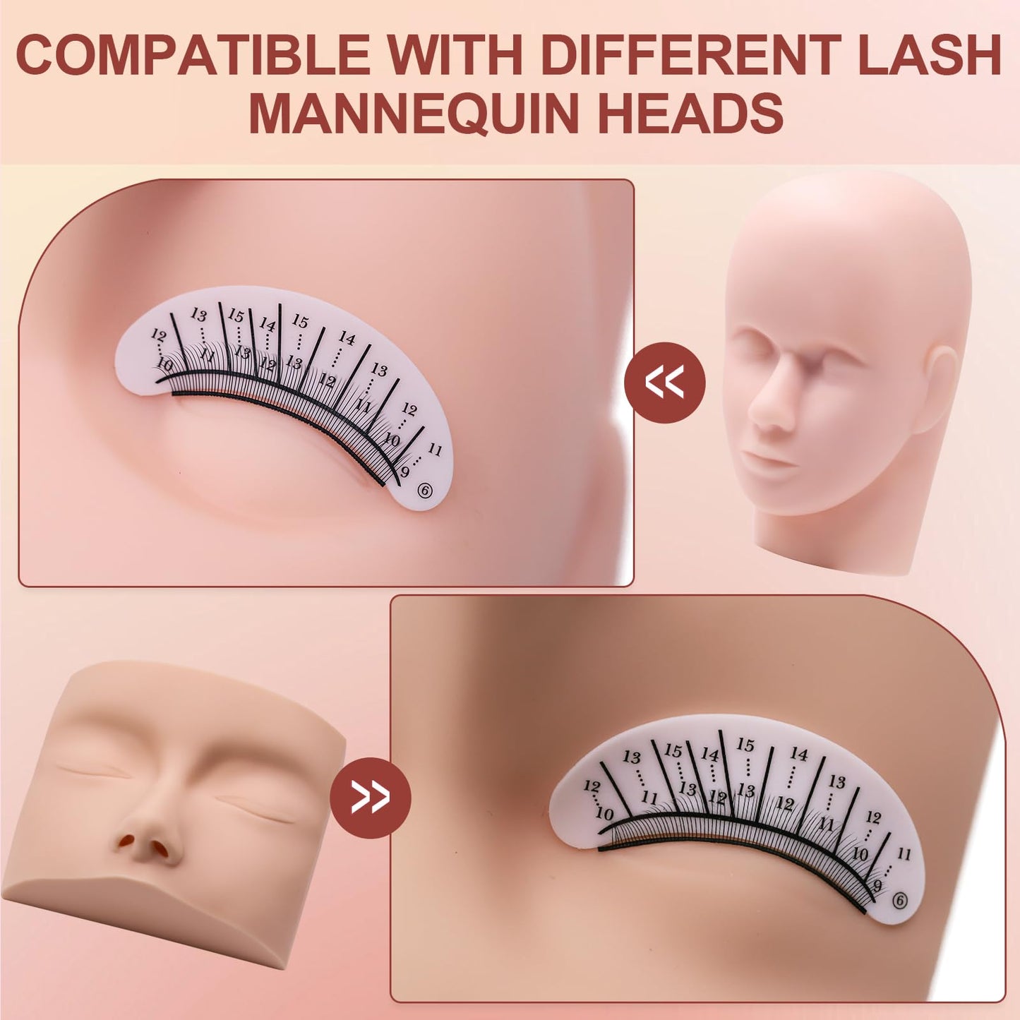 Miuffue Lash Practice Kit for Beginners with 80 Pairs Practice Lashes, Reusable Silicone Mapping Eye Pads, Latex-Free Eyelash Glue Training Eyelash Extension Supplies for Mannequin Head