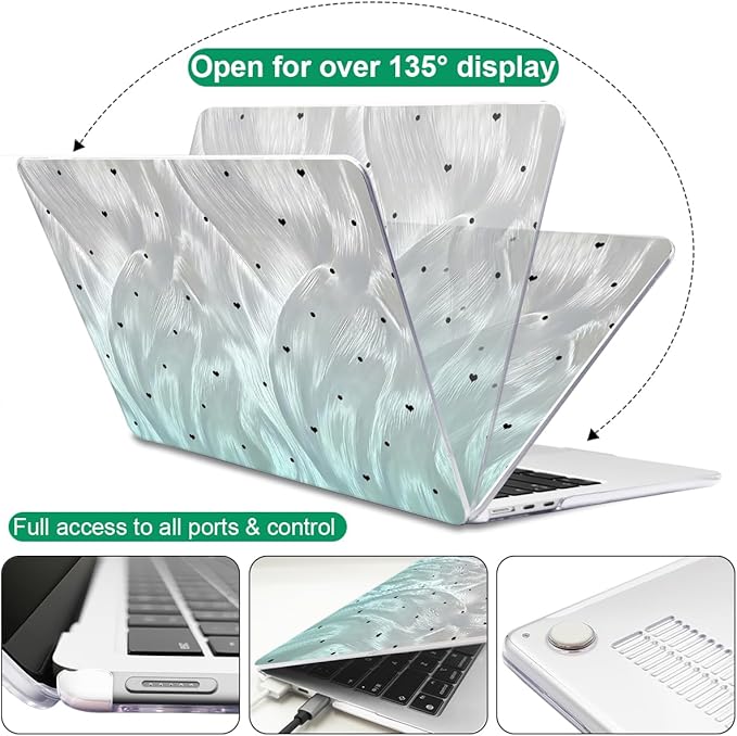 LCMOCICO for MacBook Air 13 Inch Case 2026 2025 2024 2023 2022 Release M5 A3449 M4 A3240 M3 A3113 M2 A2681, Scratch Resistant Plastic Hard Shell Case for MacBook Air 13.6 M5, Silver Green Gradient