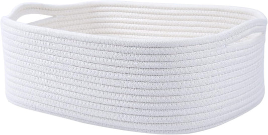Regine Switzerland Woven Cotton Rope Storage Basket - Versatile Organizer for Baby Nursery & Pet Toys (White)