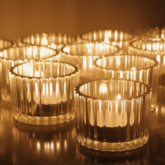 VOHO Clear Tealight Candle Holders - Set of 12 Glass Holders for Weddings & Home Decor (2'' x 1.4'')