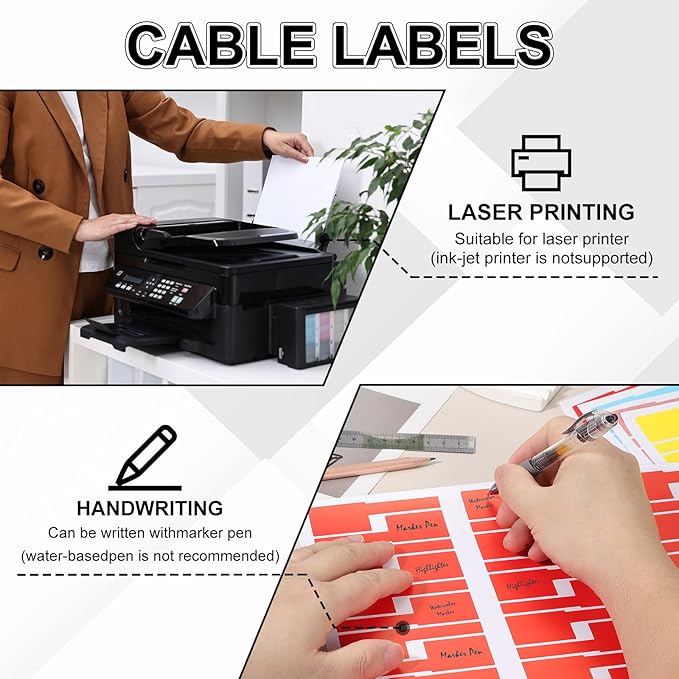 uxcell 300 Pcs Cable Labels, Waterproof Wire Cord Labels Tags, Cord Organizer Management Tags for Charger Cable Organizer Wire Markers Printer and Handwriting, Purple