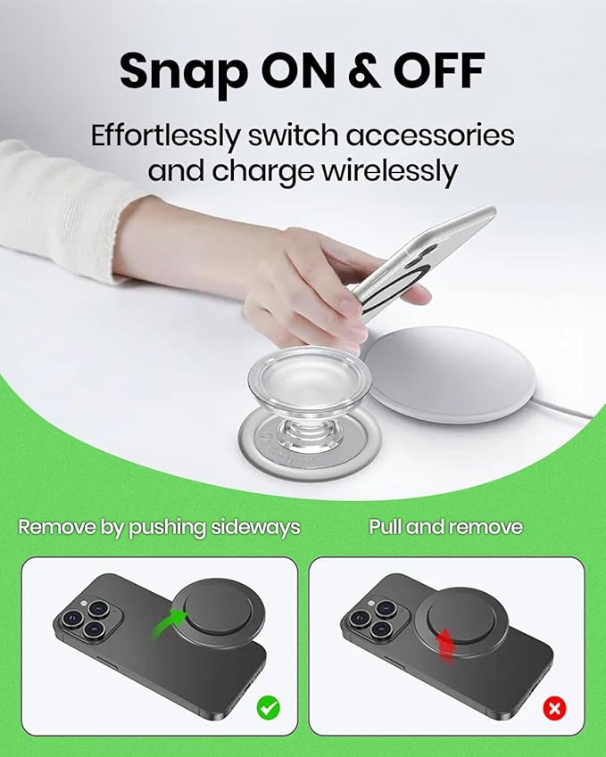 On The Grip Magnetic Phone Grip for MagSafe, Mother of Pearl Seashell Crème