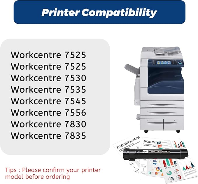 RitoTech 006R01513 Toner Cartridge Replacement for Xerox WorkCentre 7525 7530 7535 7545 7556 7830 7835 7845 7855 - Extra High Capacity Up to 26,000 Pages,1 Pack,with Upgraded Chip,No Fading,No Streak