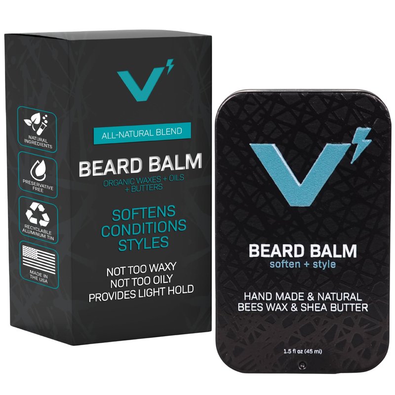 VOLT Grooming Beard Balm for Men, Organic Oils, Bees Wax, Mango & Shea Butter, Beard Care Moisturizer Leave in Conditioner for Beards, Natural Ingredients, Softens & Styles, Tobacco Scent, 1.5 Oz