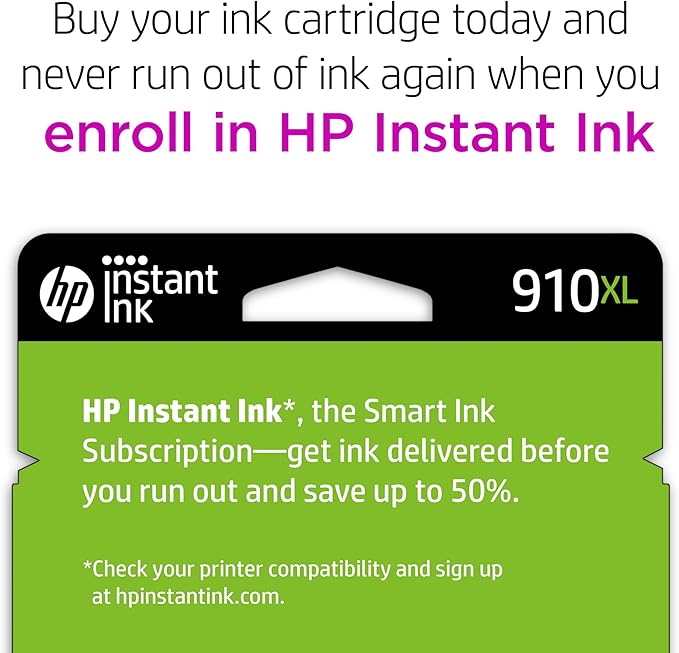 HP 910XL Black High-Yield Ink Cartridge | Works with OfficeJet 8010, 8020 Series, OfficeJet Pro 8020, 8030 Series | Eligible for Instant Ink | 3YL65AN