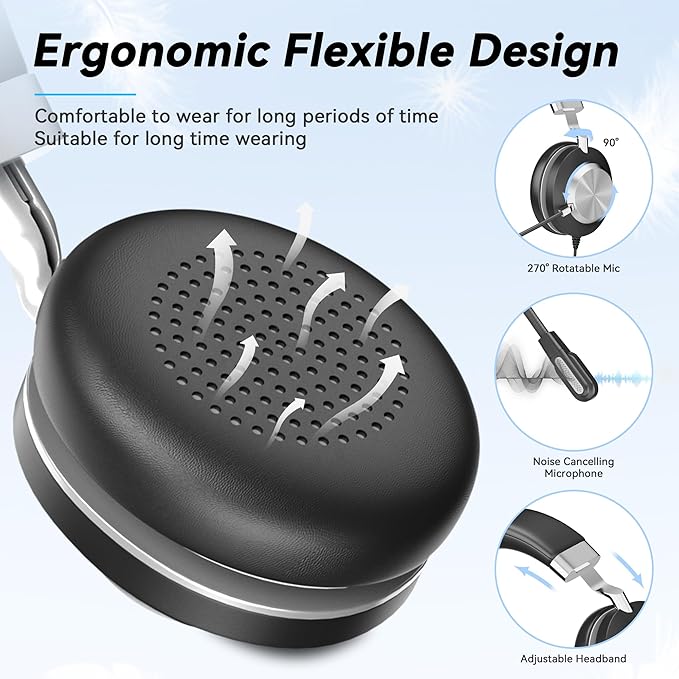 Wantek Headset wtih Mic, USB Headset with Microphone for PC, Computer Headset with Noise Canceling Microphone with Mute for Work Home Office Online Skype Zoom Meetings